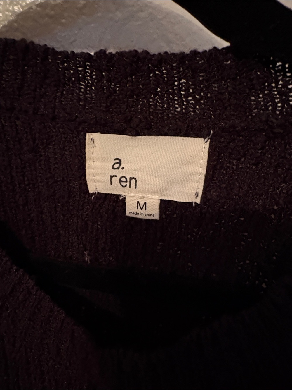 Women's Black Crewneck Sweater with White Shoulder Stripes - Picture 2 of 2